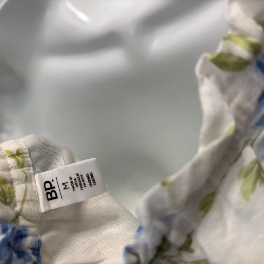BP. Floral Milkmaid Sundress Womens Medium M White Blue Puff Sleeve Lightweight‎